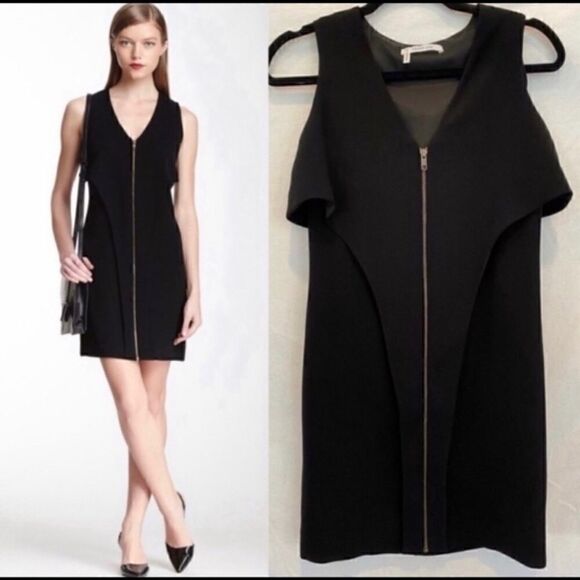 DEREK LAM SEXY ZIP FRONT BLACK SLEEVELESS DRESS 0 - Picture 1 of 6